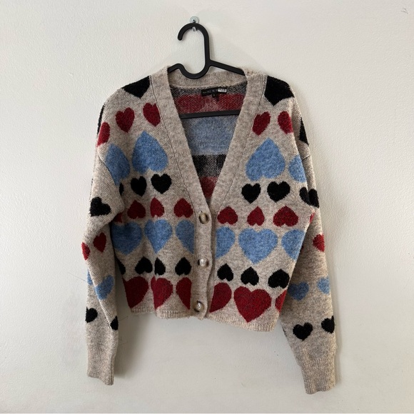 Anthropologie Free the Roses Heart Print Cardigan - Picture 4 of 8